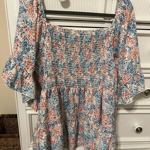 Chic Soul Multicolor Floral Smocked Blouse